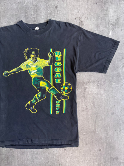 Reggae Boyz Faded Black Graphic Tee | Extra Large, Multicoloured
