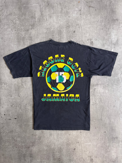 Reggae Boyz Faded Black Graphic Tee | Extra Large, Multicoloured