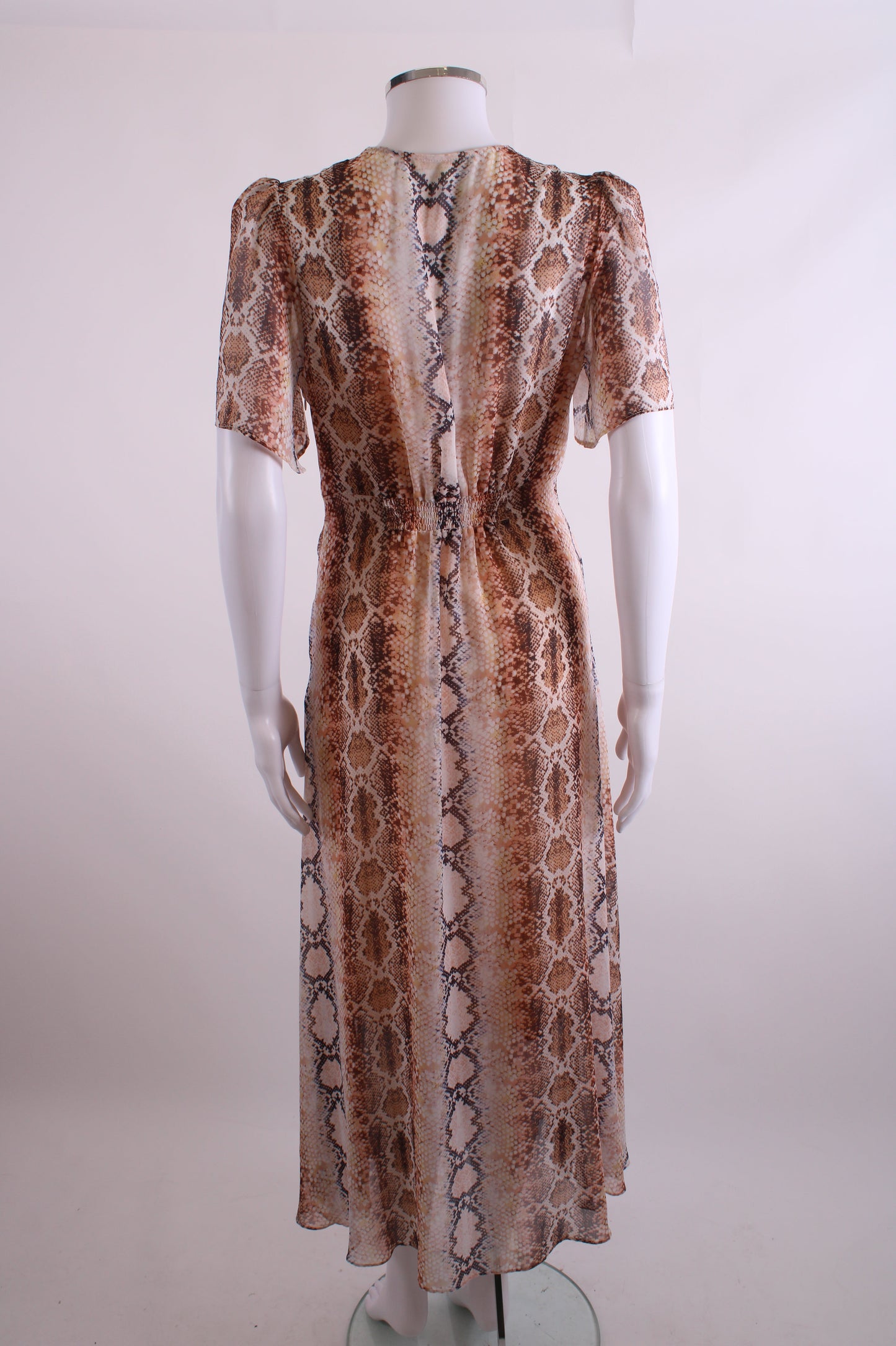 Maje S/S Snake Print Dress Beige M | O/S, Beige