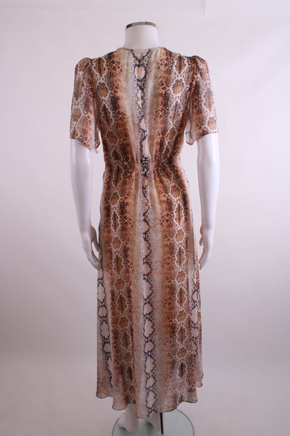 Maje S/S Snake Print Dress Beige M | O/S, Beige