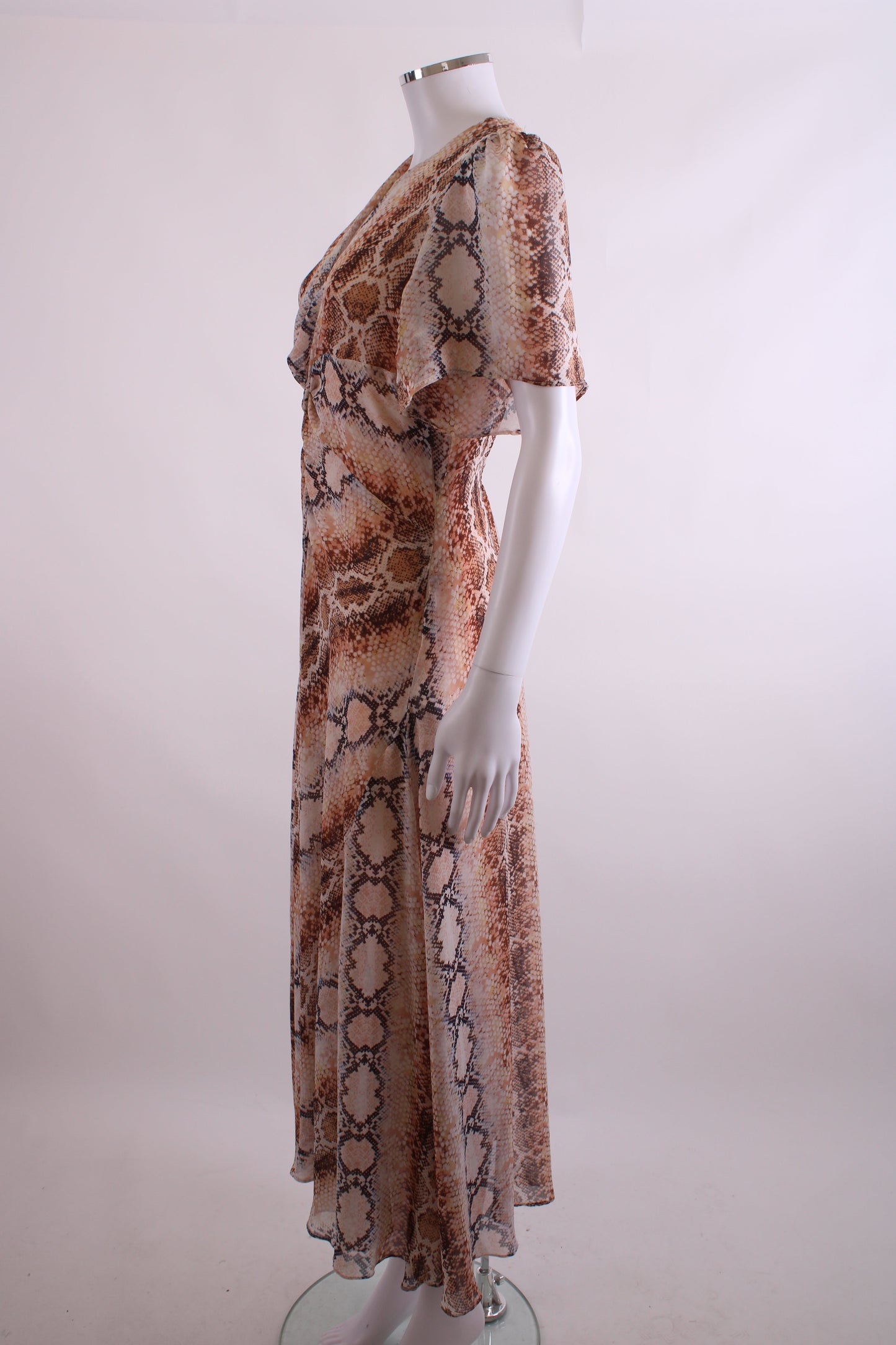 Maje S/S Snake Print Dress Beige M | O/S, Beige