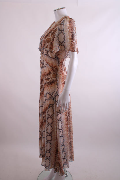 Maje S/S Snake Print Dress Beige M | O/S, Beige