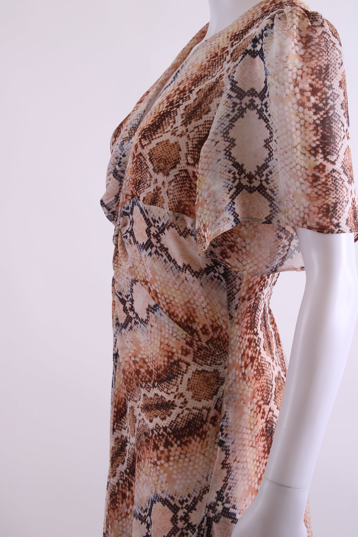 Maje S/S Snake Print Dress Beige M | O/S, Beige