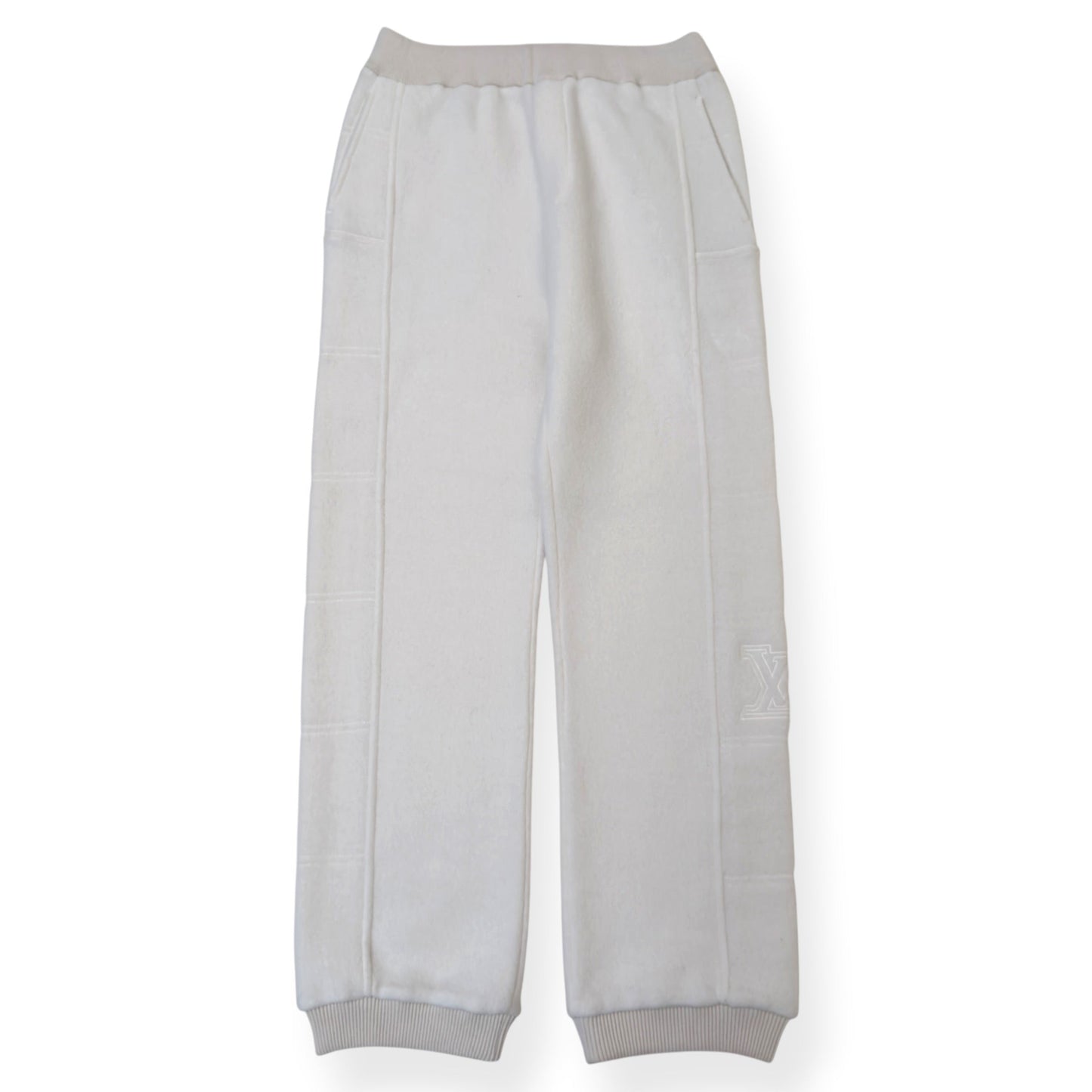 LOUIS VUITTON QUILTED TEXTURED WOOL TROUSERS LUXURY WHITE XL | XL, Red