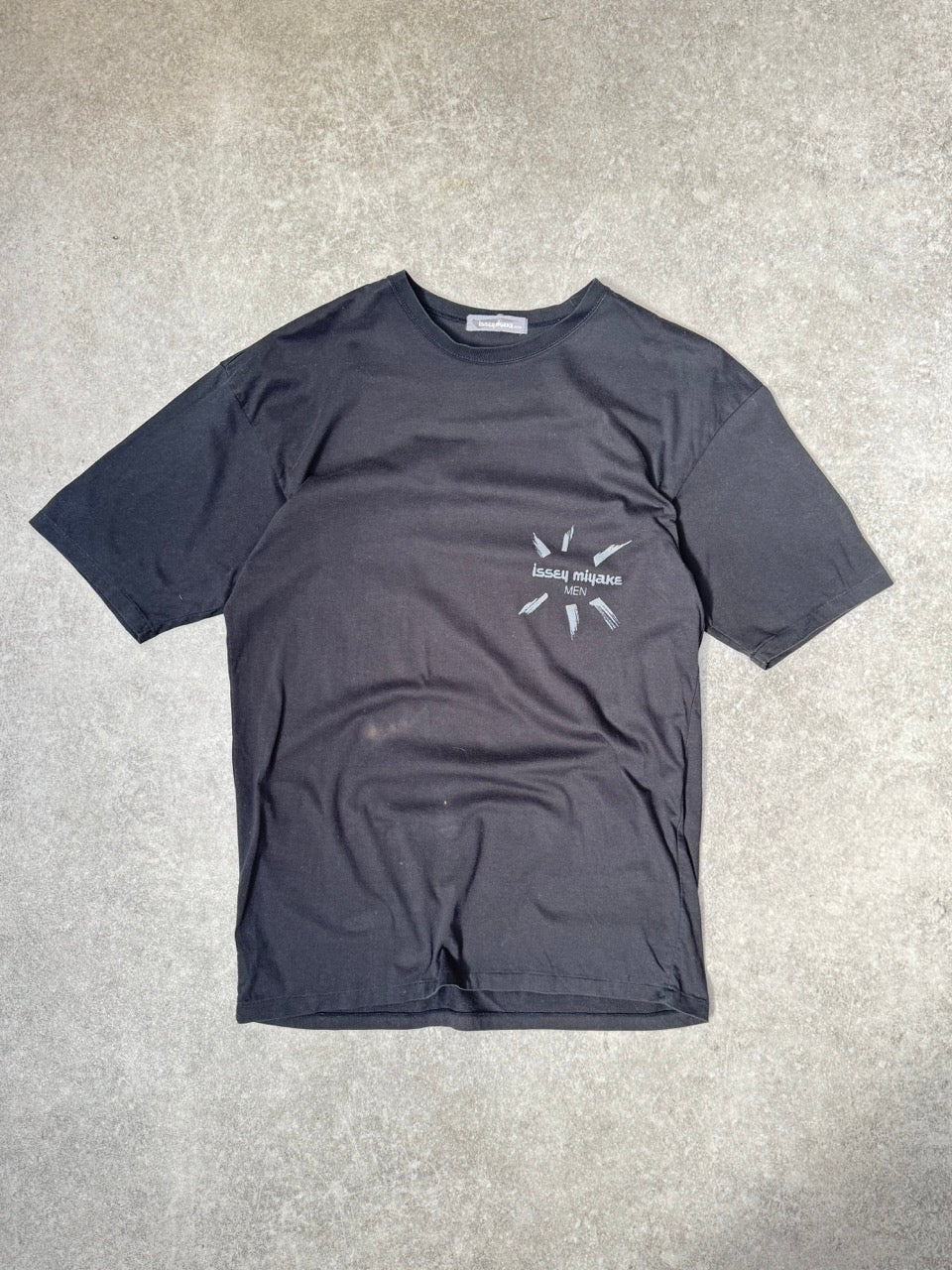 1980s Issey Miyake Men Black Logo Graphic Tee