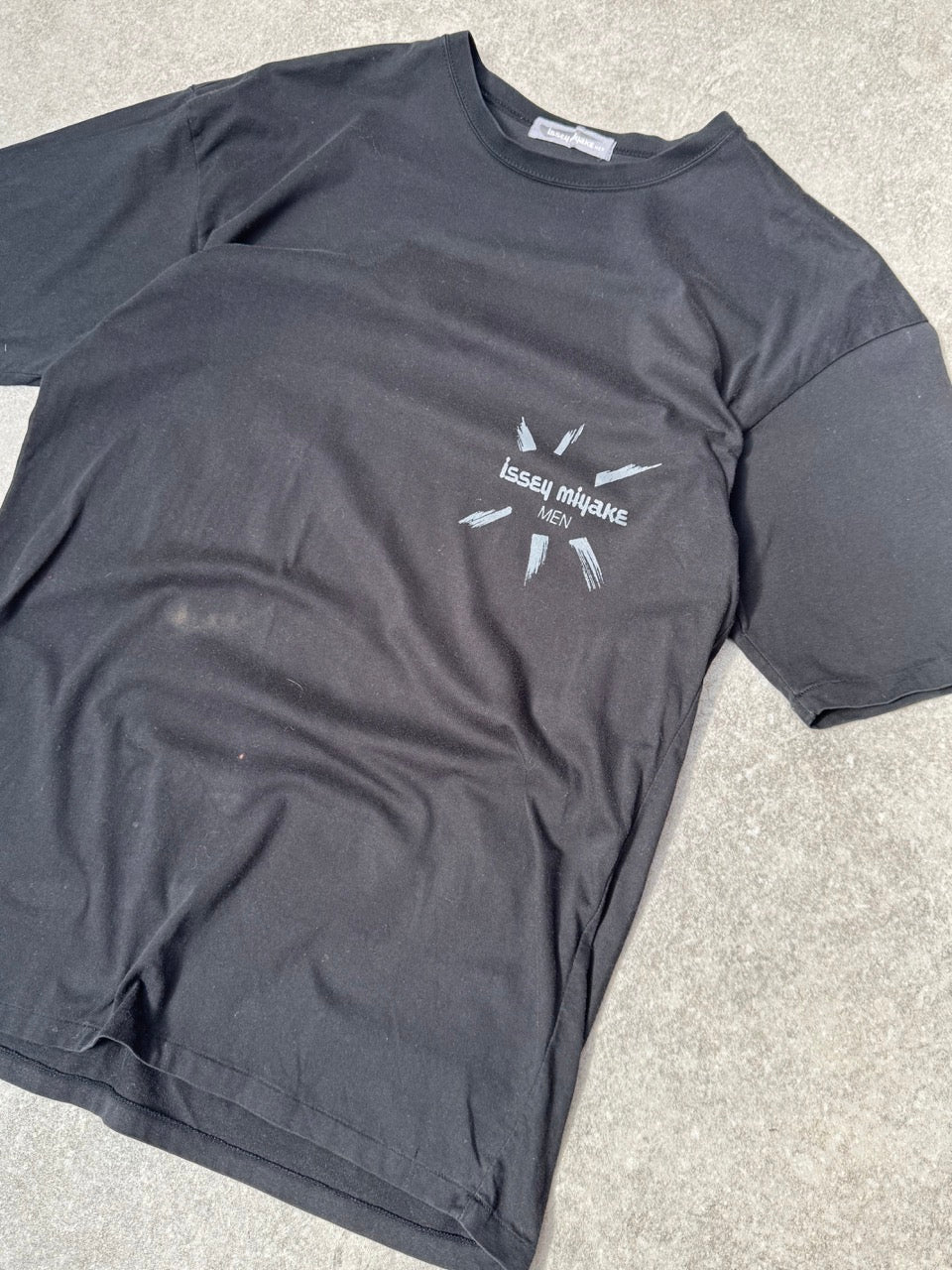 1980s Issey Miyake Men Black Logo Graphic Tee