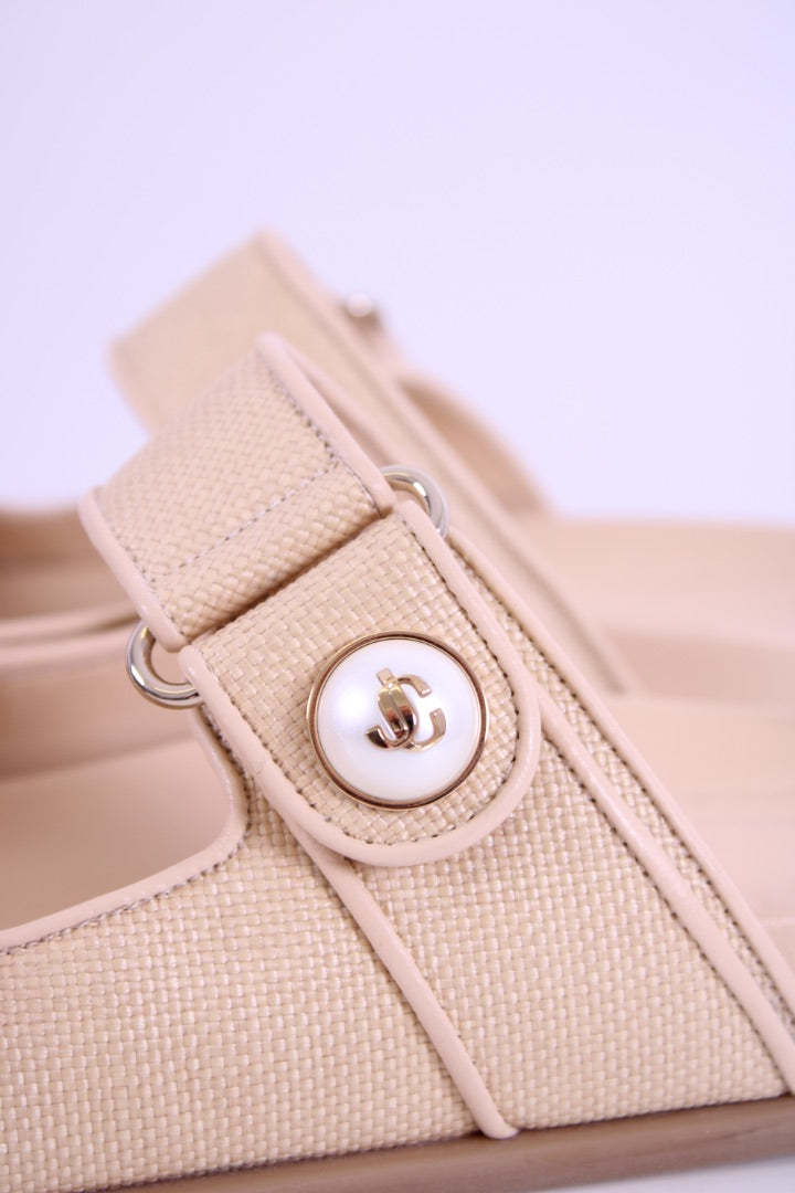 Jimmy Choo Fayence Raffia Sandal Cream 38 | DEFAULT TITLE, Cream