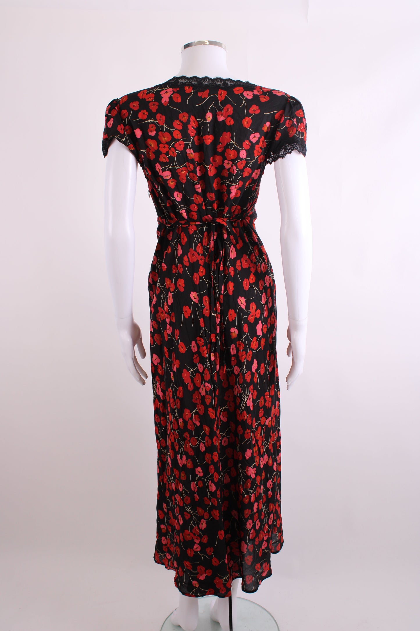 Rixo S/S Floral Dress Black/ Red 10 | O/S, Black