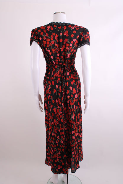 Rixo S/S Floral Dress Black/ Red 10 | O/S, Black