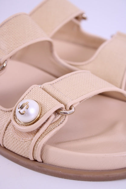 Jimmy Choo Fayence Raffia Sandal Cream 38 | DEFAULT TITLE, Cream