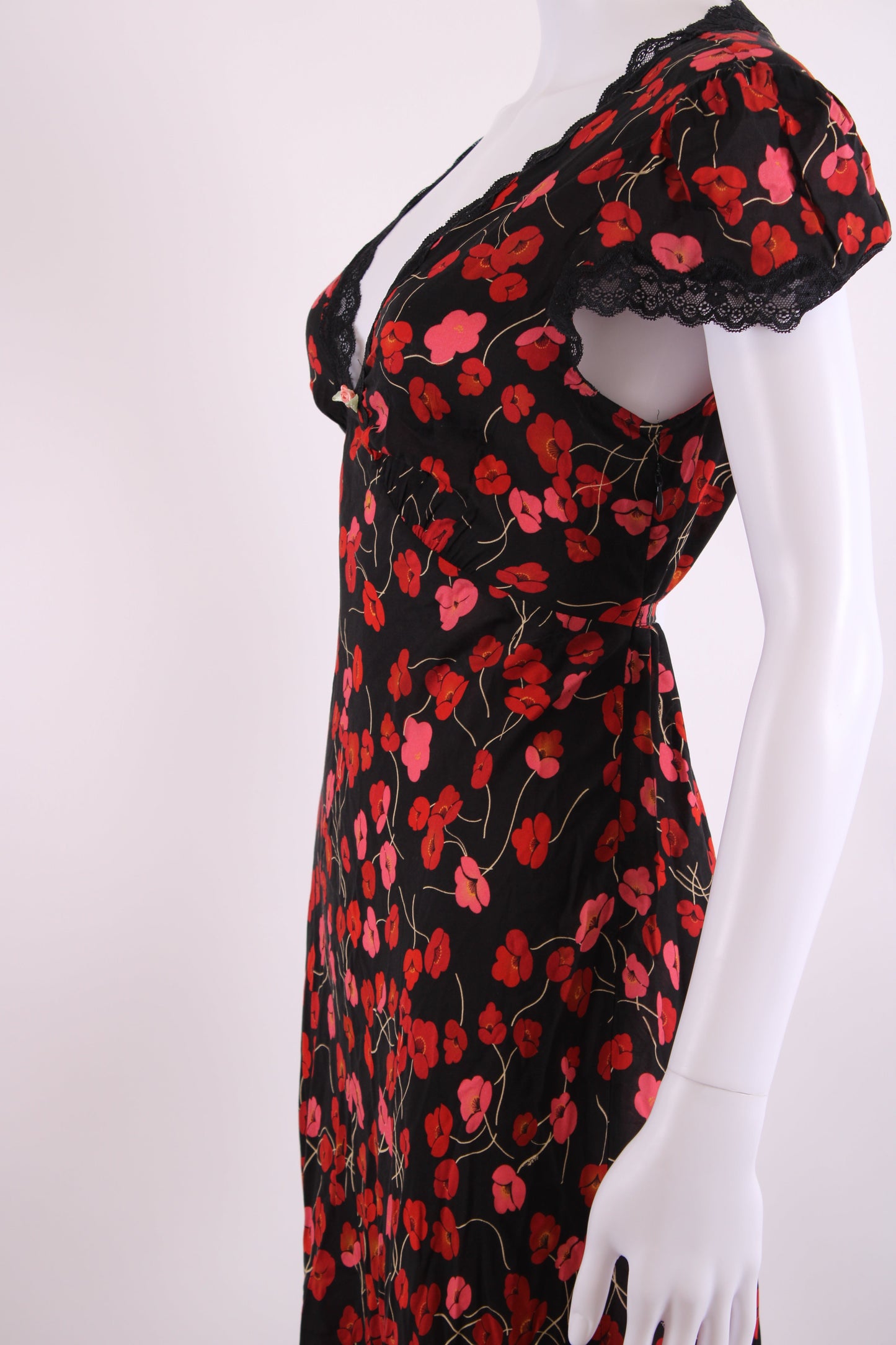 Rixo S/S Floral Dress Black/ Red 10 | O/S, Black