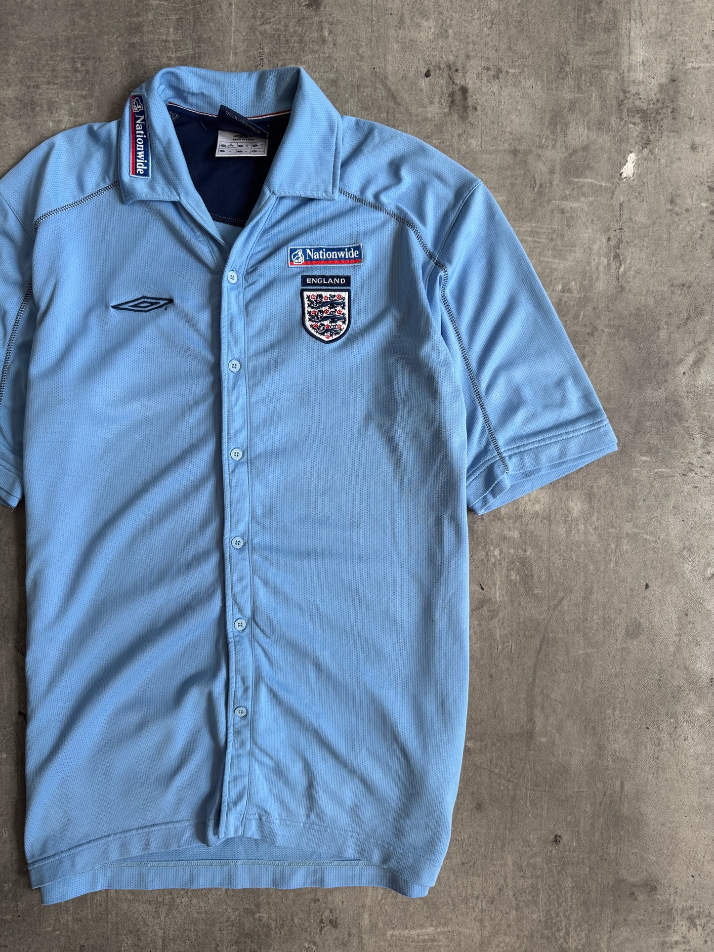 1999-2003 England x Umbro Light Blue Football Polo | Extra Large, Multicoloured