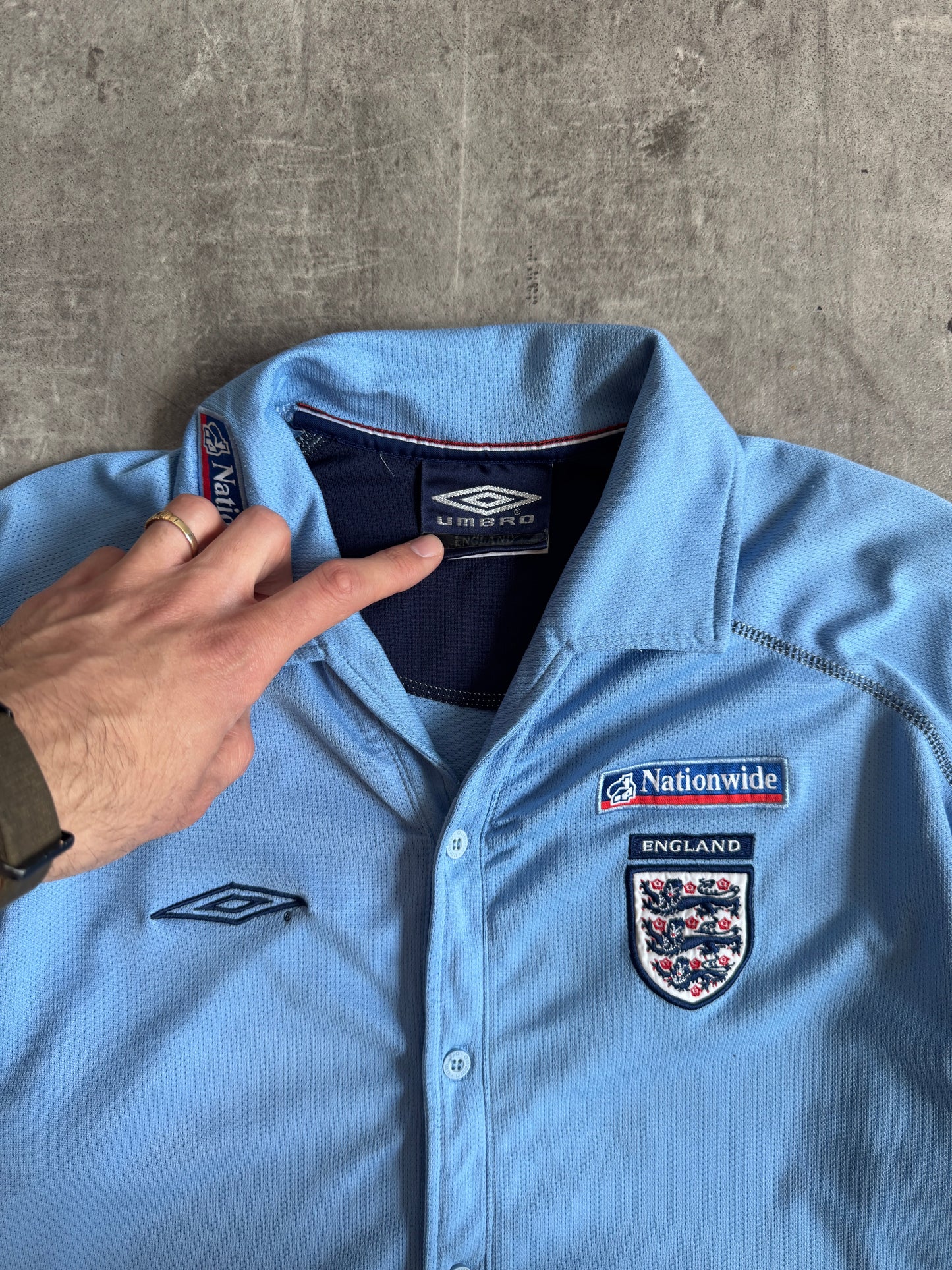 1999-2003 England x Umbro Light Blue Football Polo | Extra Large, Multicoloured