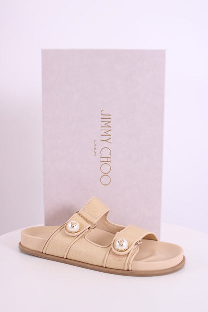 Jimmy Choo Fayence Raffia Sandal Cream 38 | DEFAULT TITLE, Cream