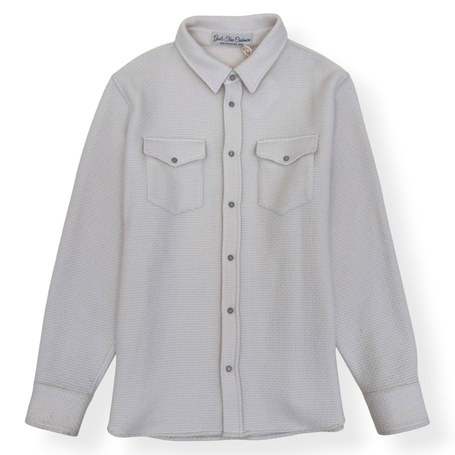 GOD'S TRUE CASHMERE AIR WAFFLE CASHMERE SHIRT ECRU XL | XL, Ecru