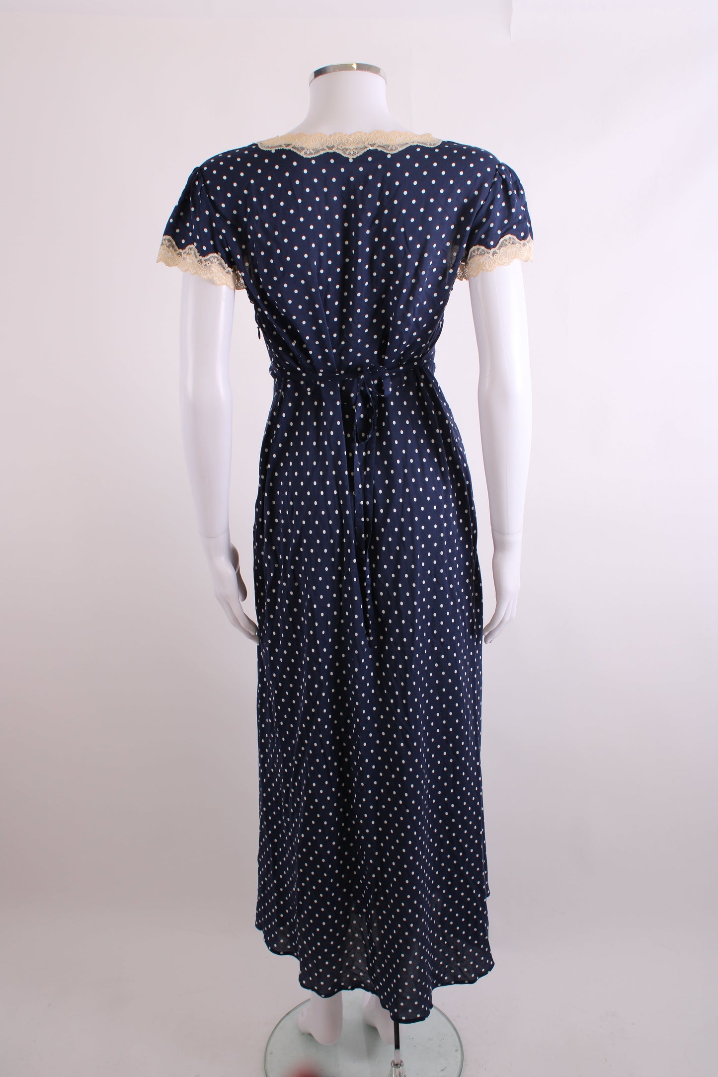 Rixo S/S Polka Dot Dress Navy/ Cream 10 | O/S, Cream