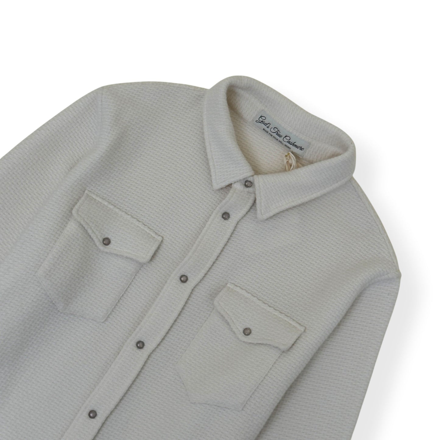 GOD'S TRUE CASHMERE AIR WAFFLE CASHMERE SHIRT ECRU XL | XL, Ecru