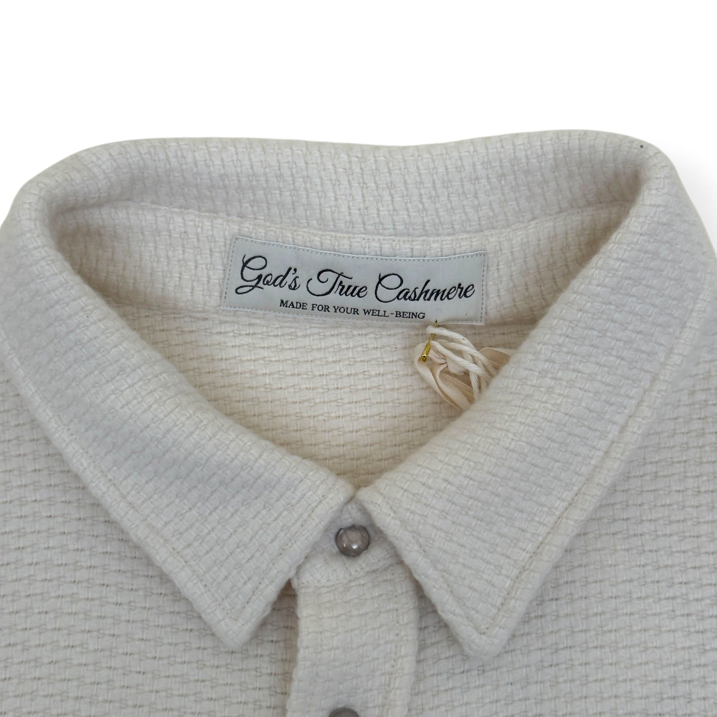 GOD'S TRUE CASHMERE AIR WAFFLE CASHMERE SHIRT ECRU XL | XL, Ecru