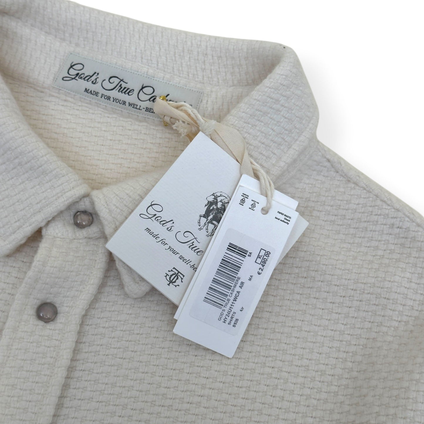 GOD'S TRUE CASHMERE AIR WAFFLE CASHMERE SHIRT ECRU XL | XL, Ecru