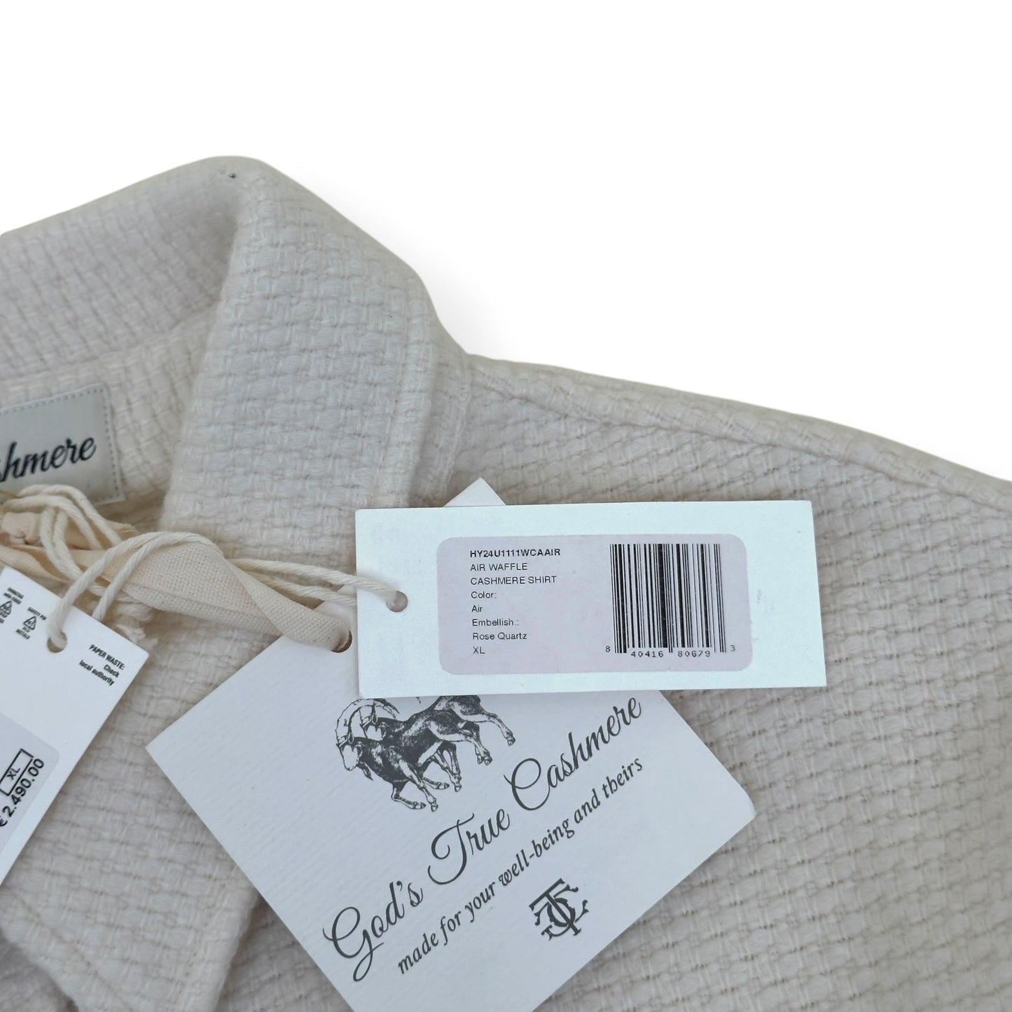 GOD'S TRUE CASHMERE AIR WAFFLE CASHMERE SHIRT ECRU XL | XL, Ecru