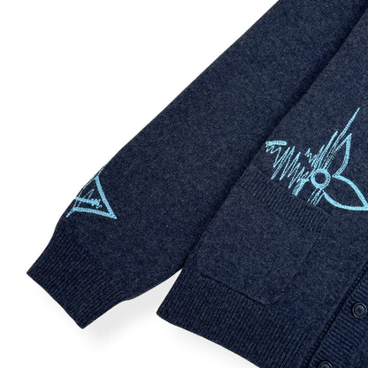 LOUIS VUITTON LV FREQUENCY EMBROIDERED WOOL CARDIGAN GREY L | Large, Grey