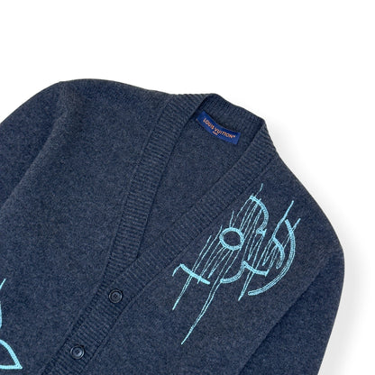 LOUIS VUITTON LV FREQUENCY EMBROIDERED WOOL CARDIGAN GREY L | Large, Grey