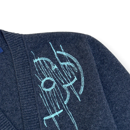 LOUIS VUITTON LV FREQUENCY EMBROIDERED WOOL CARDIGAN GREY L | Large, Grey
