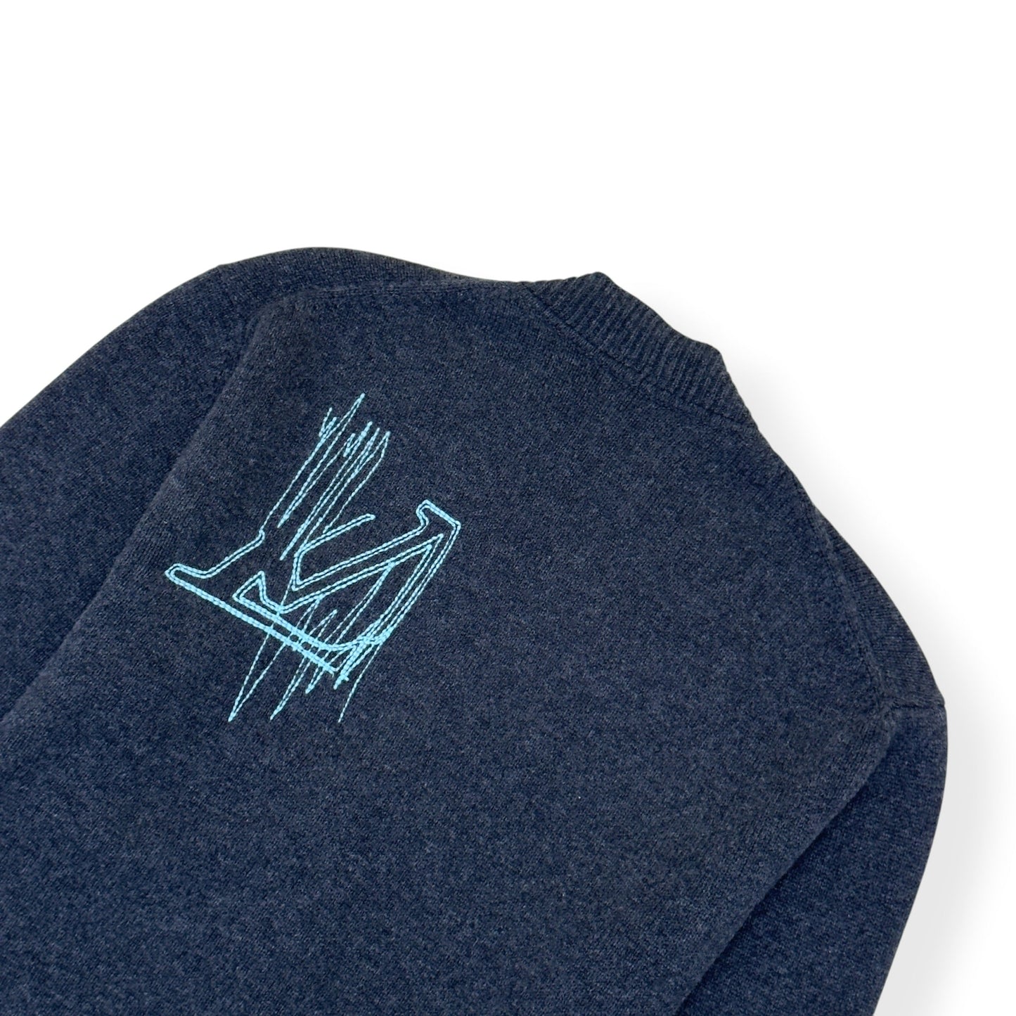 LOUIS VUITTON LV FREQUENCY EMBROIDERED WOOL CARDIGAN GREY L | Large, Grey