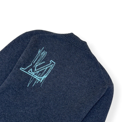 LOUIS VUITTON LV FREQUENCY EMBROIDERED WOOL CARDIGAN GREY L | Large, Grey