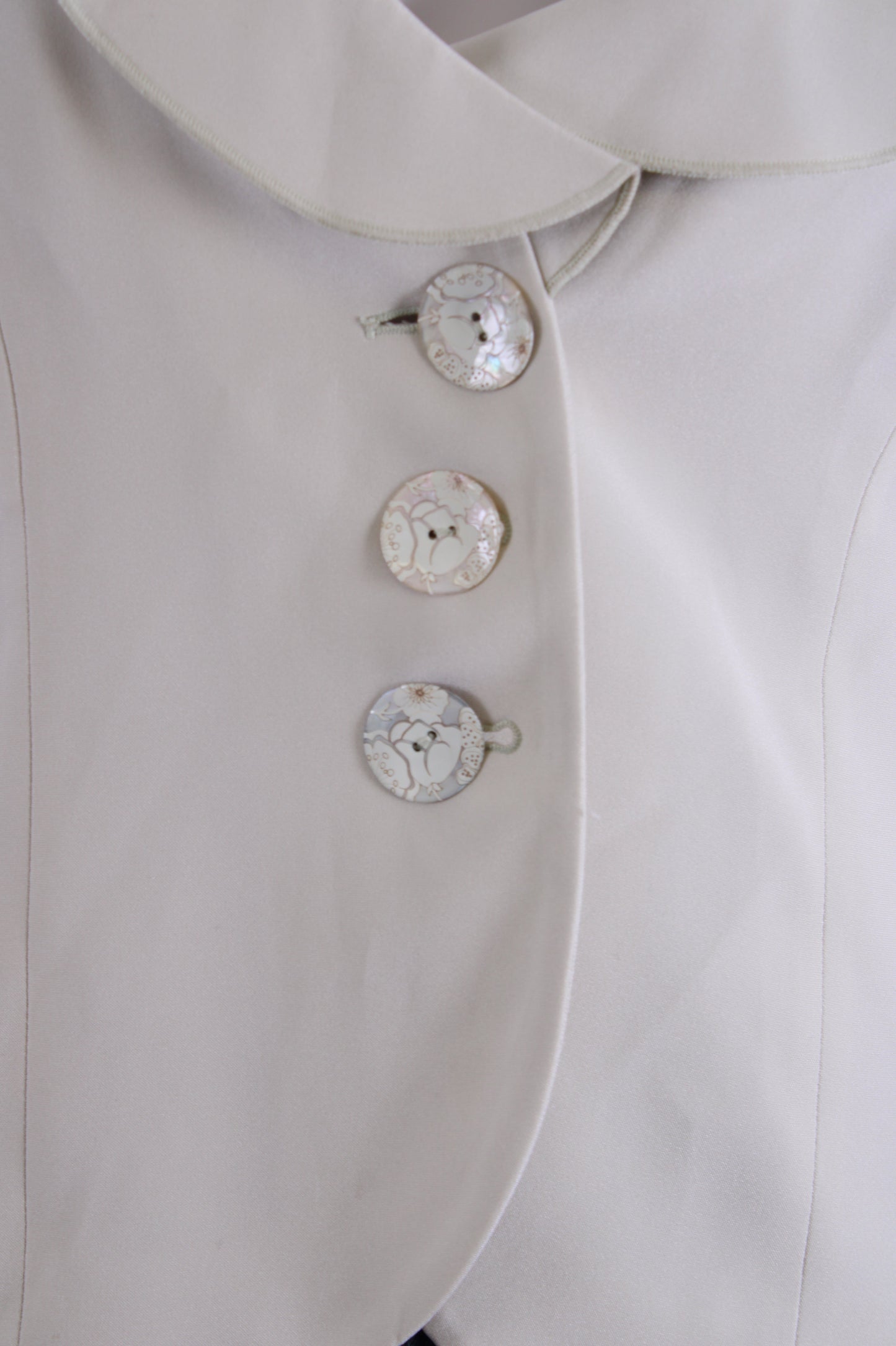 Armani Collezioni Ruffle Collar Button Detail Blazer Green M | O/S, Green