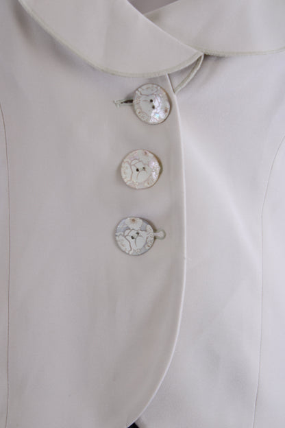 Armani Collezioni Ruffle Collar Button Detail Blazer Green M | O/S, Green