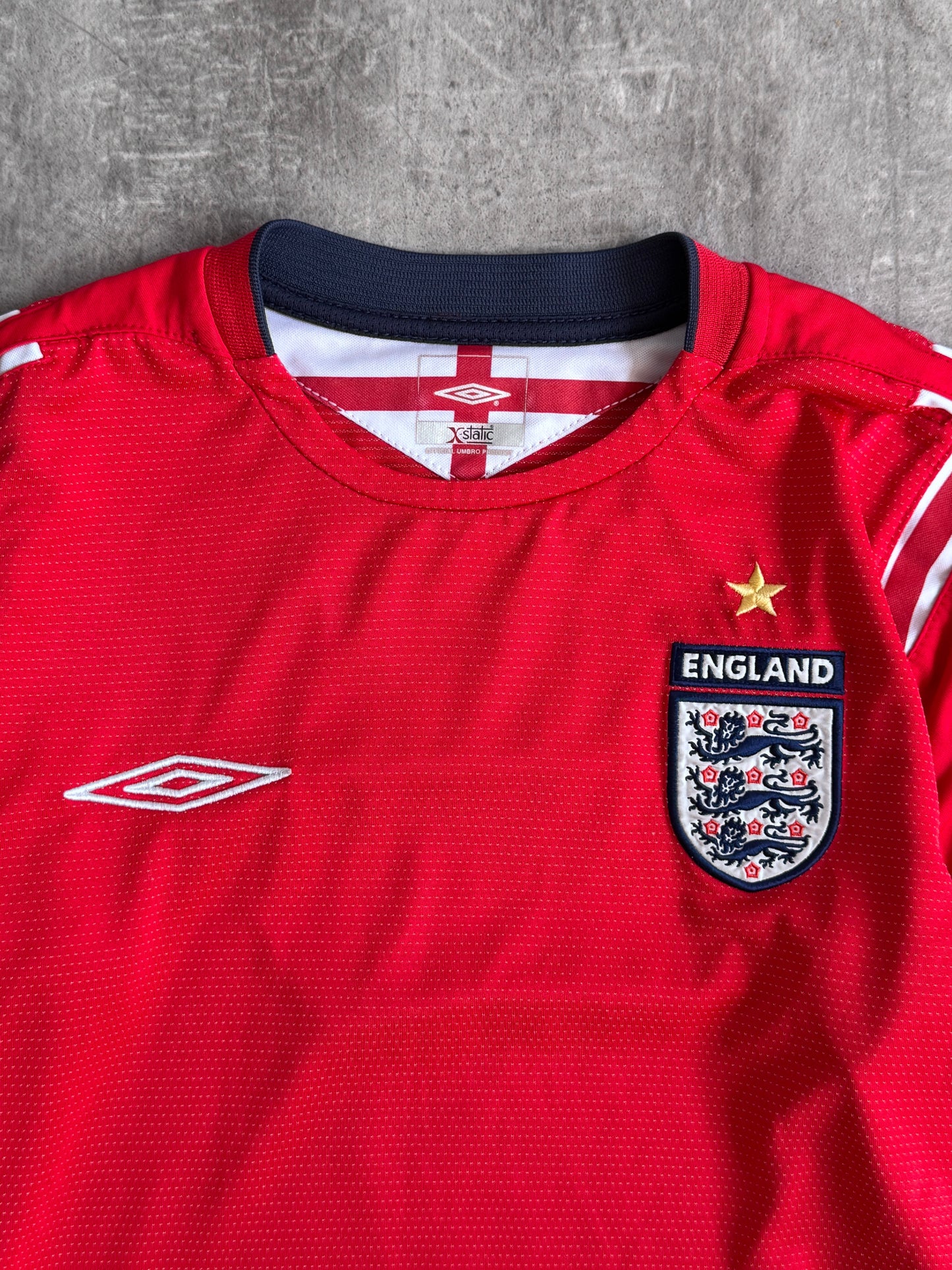 2006-2008 England x Umbro "Beckham 7" Away Football Shirt | Medium, Multicoloured