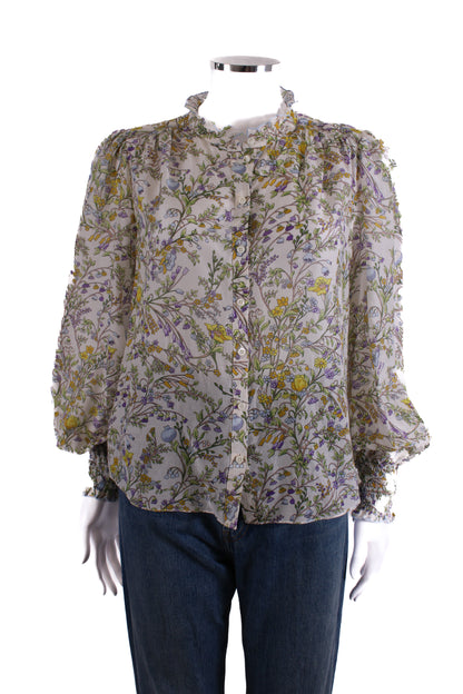 ME+EM L/S Floral Blouse White/ Yellow 12 | O/S, White