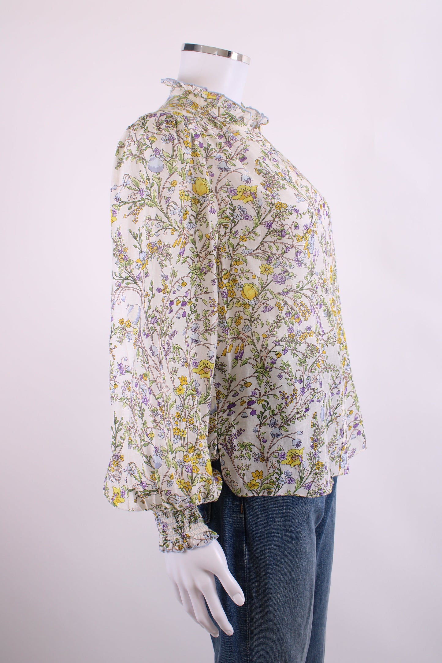 ME+EM L/S Floral Blouse White/ Yellow 12 | O/S, White