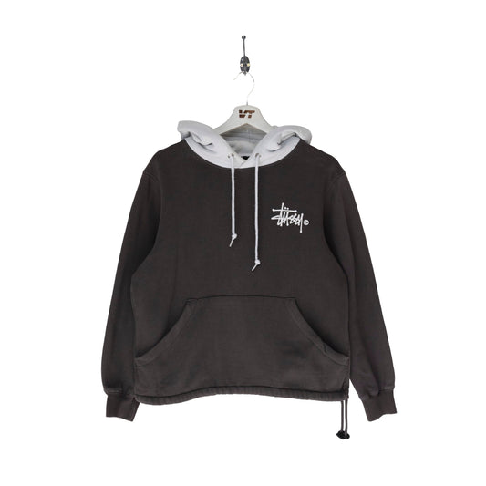 Stussy Two Tone Spellout Grey Hoodie