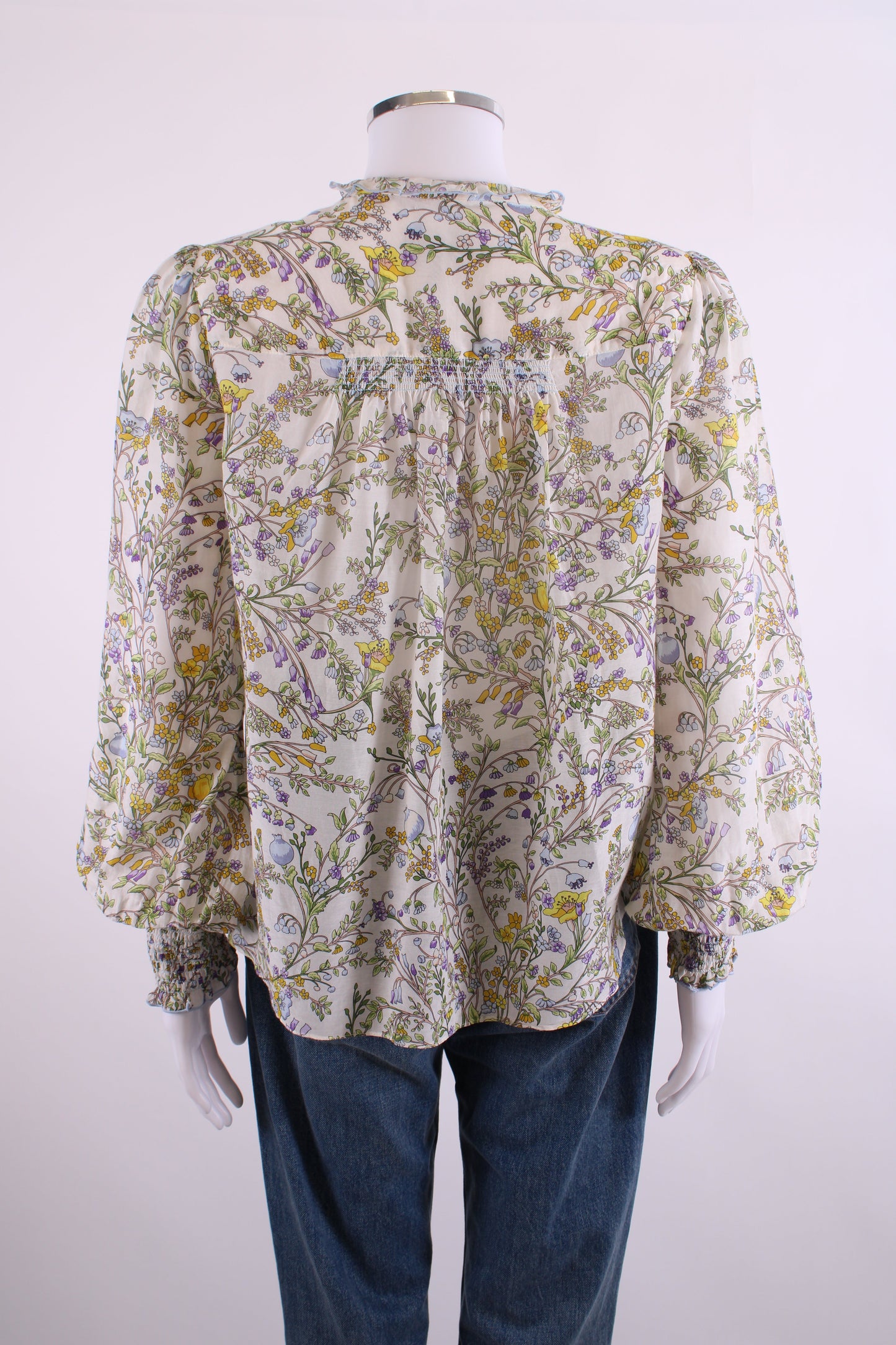 ME+EM L/S Floral Blouse White/ Yellow 12 | O/S, White