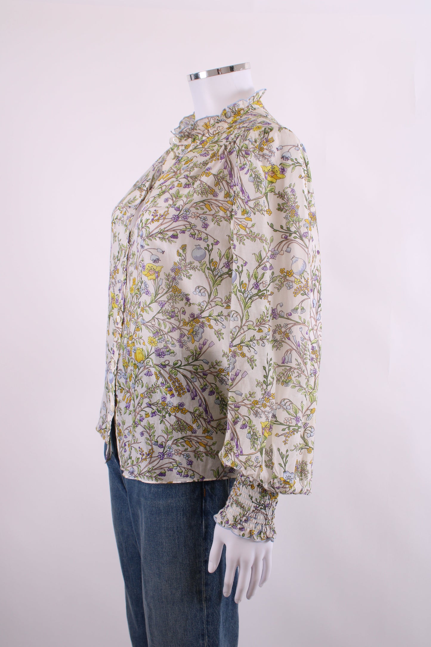 ME+EM L/S Floral Blouse White/ Yellow 12 | O/S, White