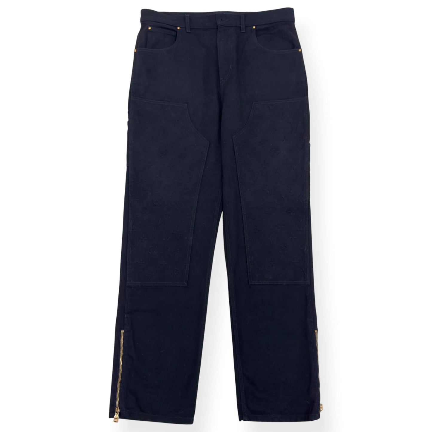 LOUIS VUITTON LV MONOGRAM DENIM WORKWEAR CARPENTER JEANS BLACK 34 / L | Large, Black