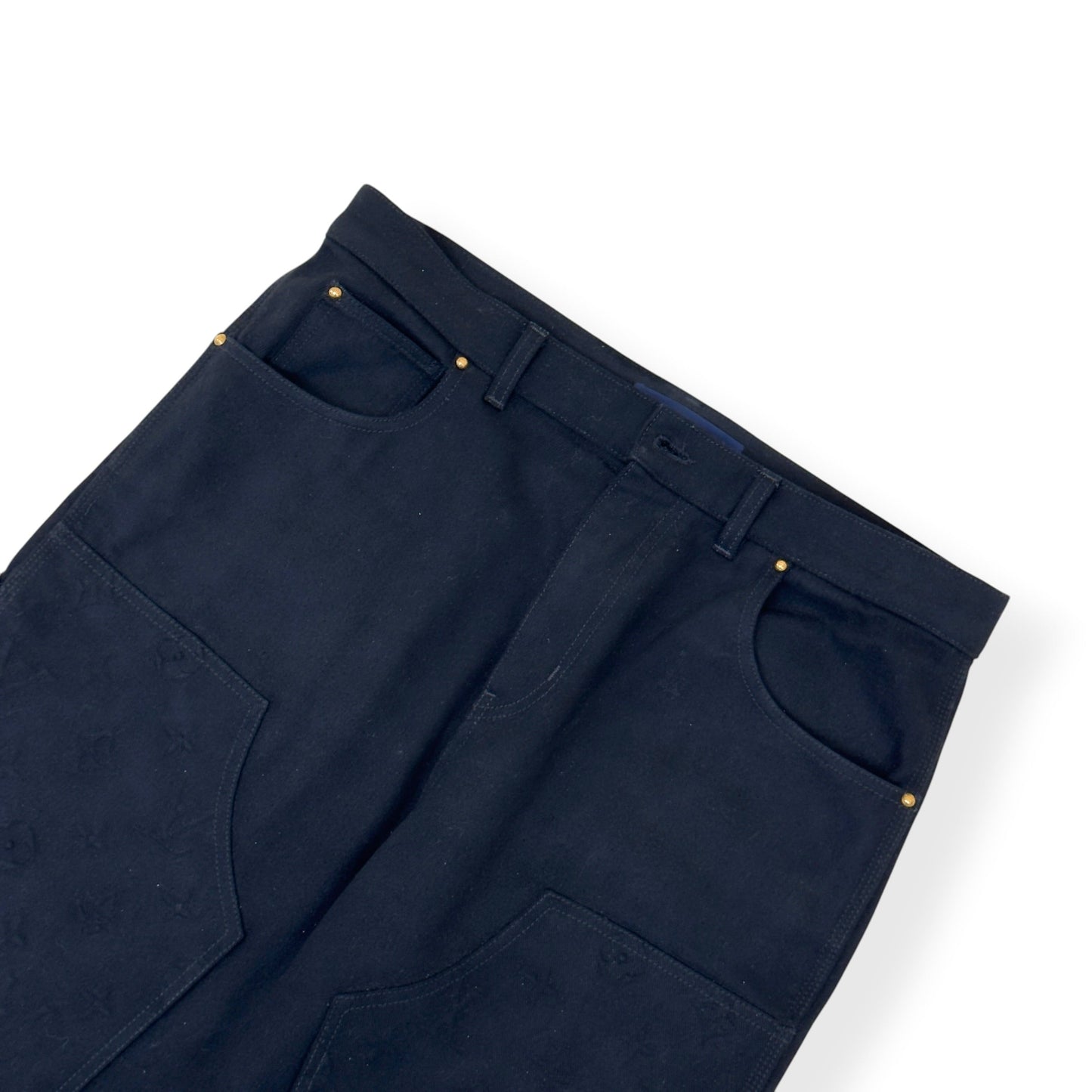 LOUIS VUITTON LV MONOGRAM DENIM WORKWEAR CARPENTER JEANS BLACK 34 / L | Large, Black