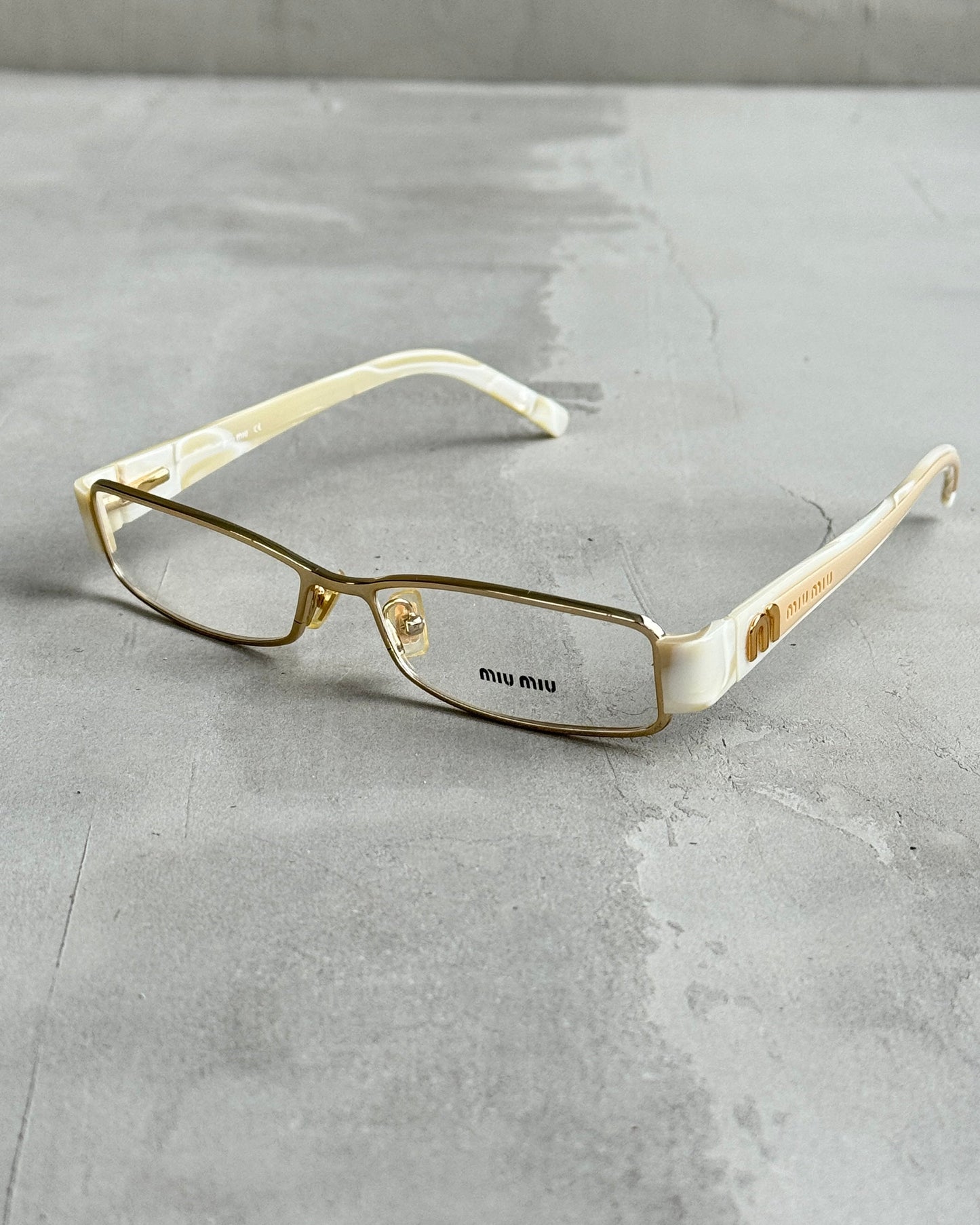 MIU MIU CLEAR LENS BAYONETTA EYE GLASSES | O/S, White