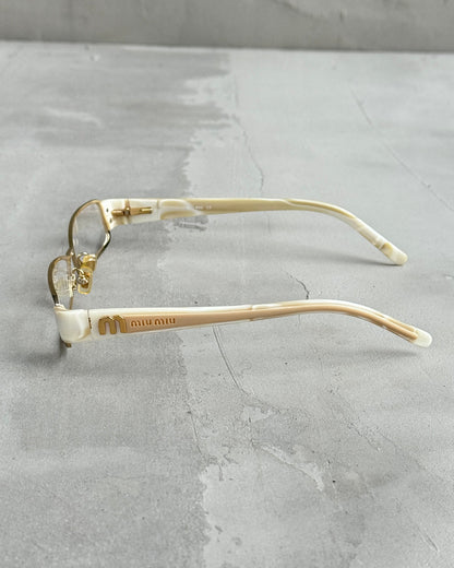 MIU MIU CLEAR LENS BAYONETTA EYE GLASSES | O/S, White