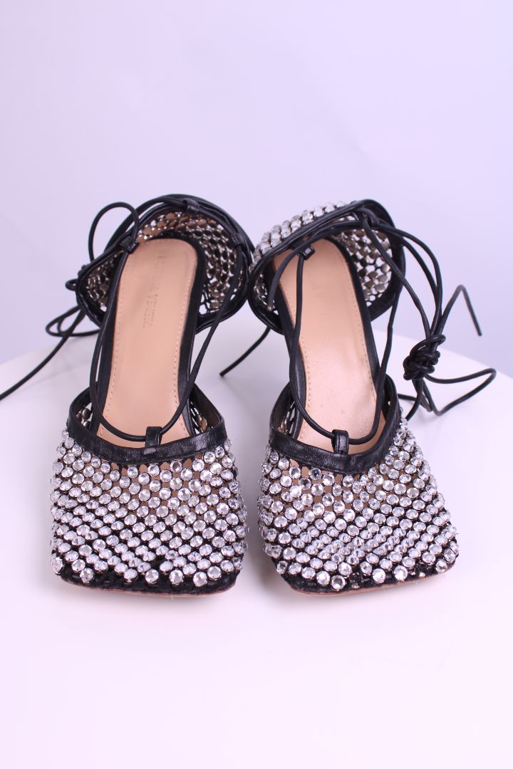 Bottega Veneta Rhinestone Heels Black/ Silver 41 | UK 8, Black