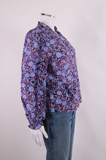 ME+EM L/S Floral Blouse Blue/ Purple 12 | O/S, Blue
