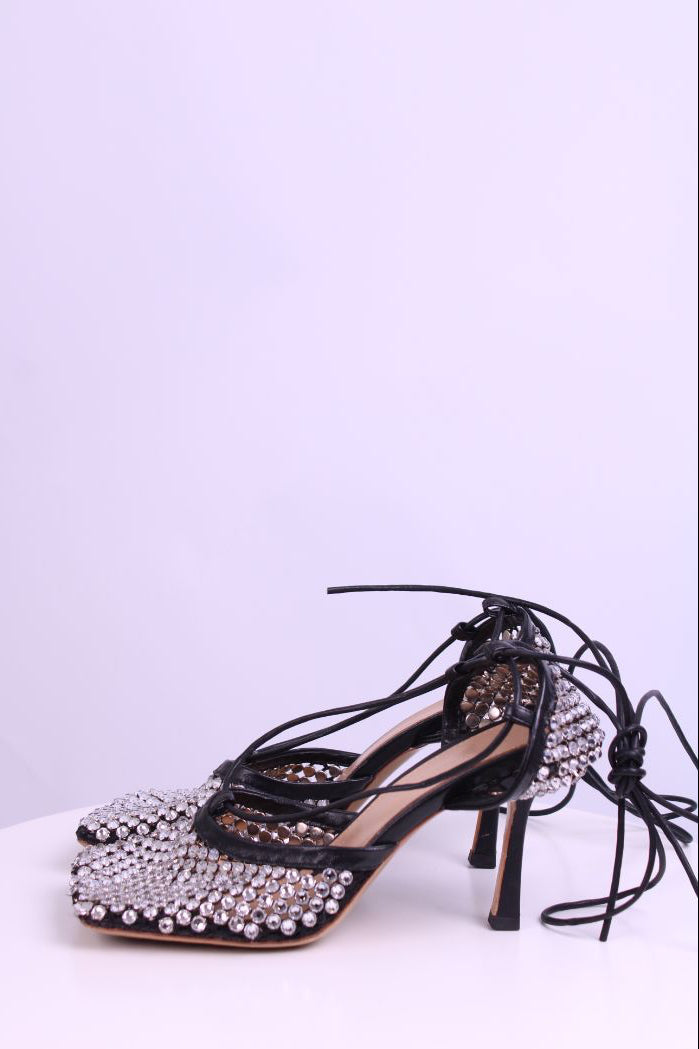 Bottega Veneta Rhinestone Heels Black/ Silver 41 | UK 8, Black