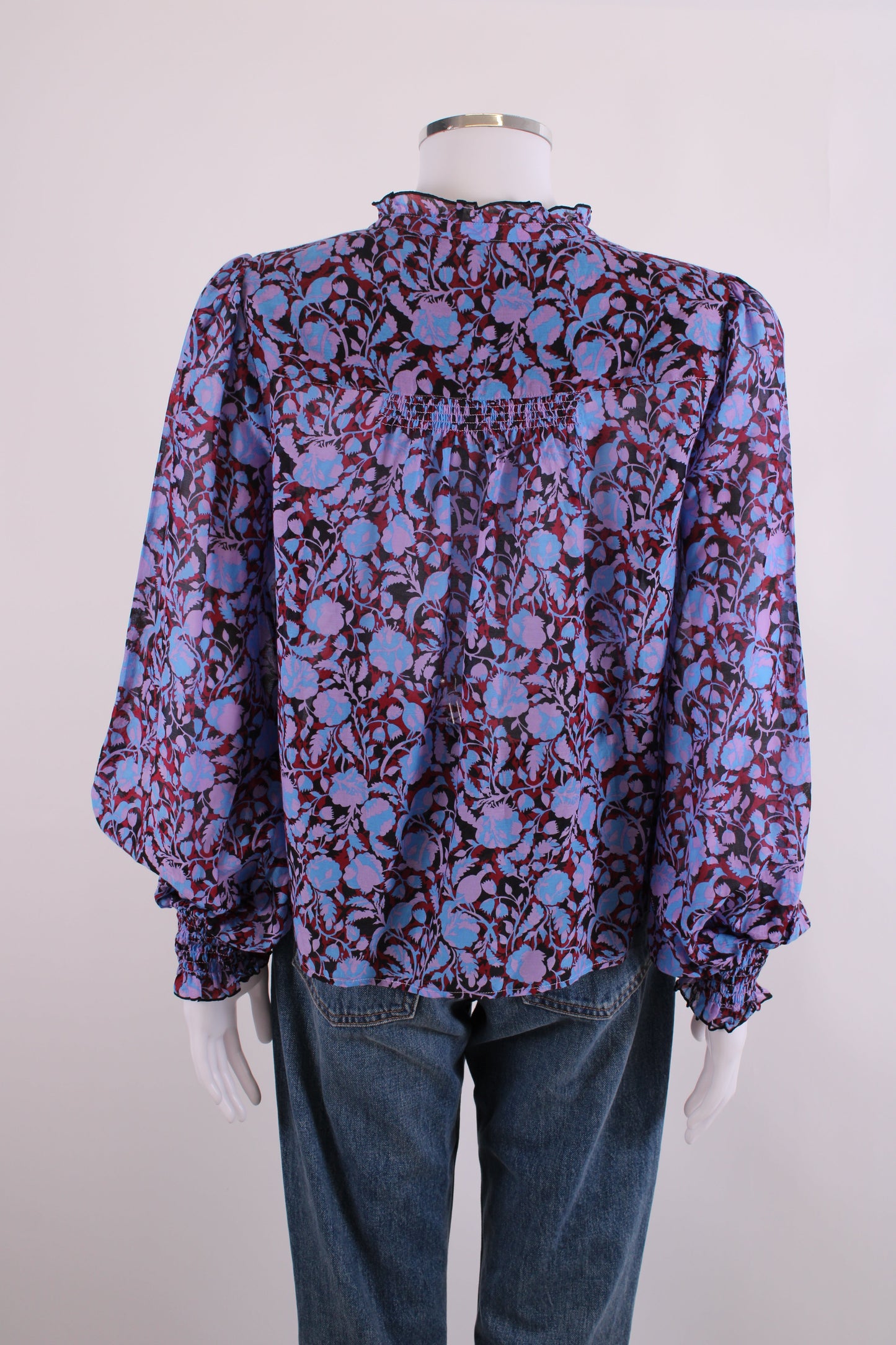 ME+EM L/S Floral Blouse Blue/ Purple 12 | O/S, Blue
