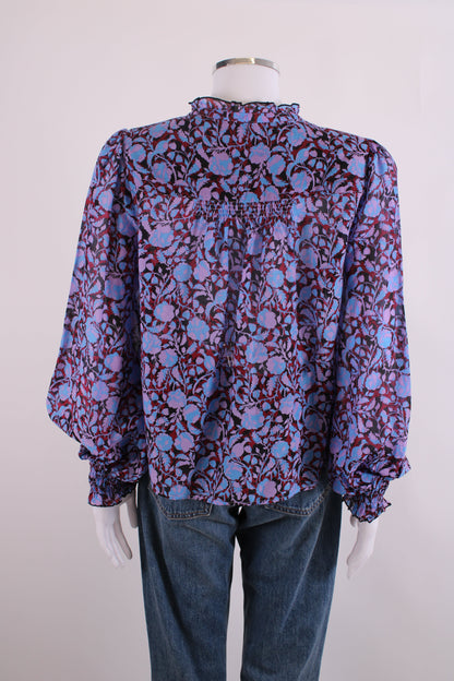 ME+EM L/S Floral Blouse Blue/ Purple 12 | O/S, Blue