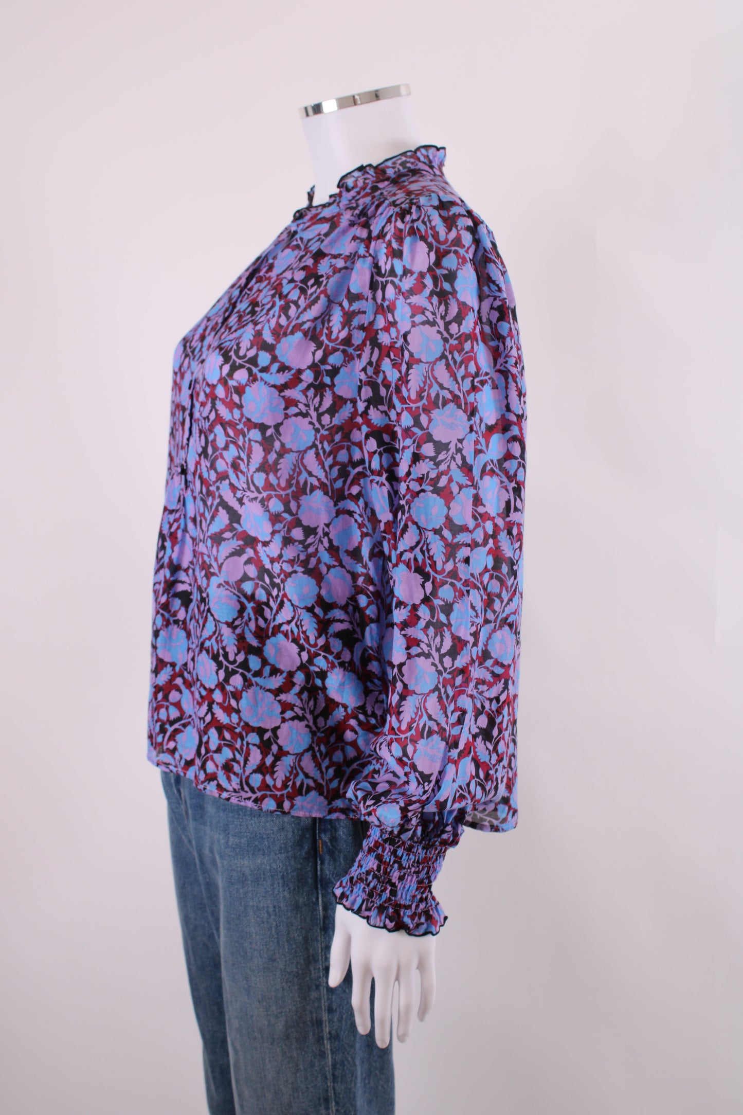 ME+EM L/S Floral Blouse Blue/ Purple 12 | O/S, Blue