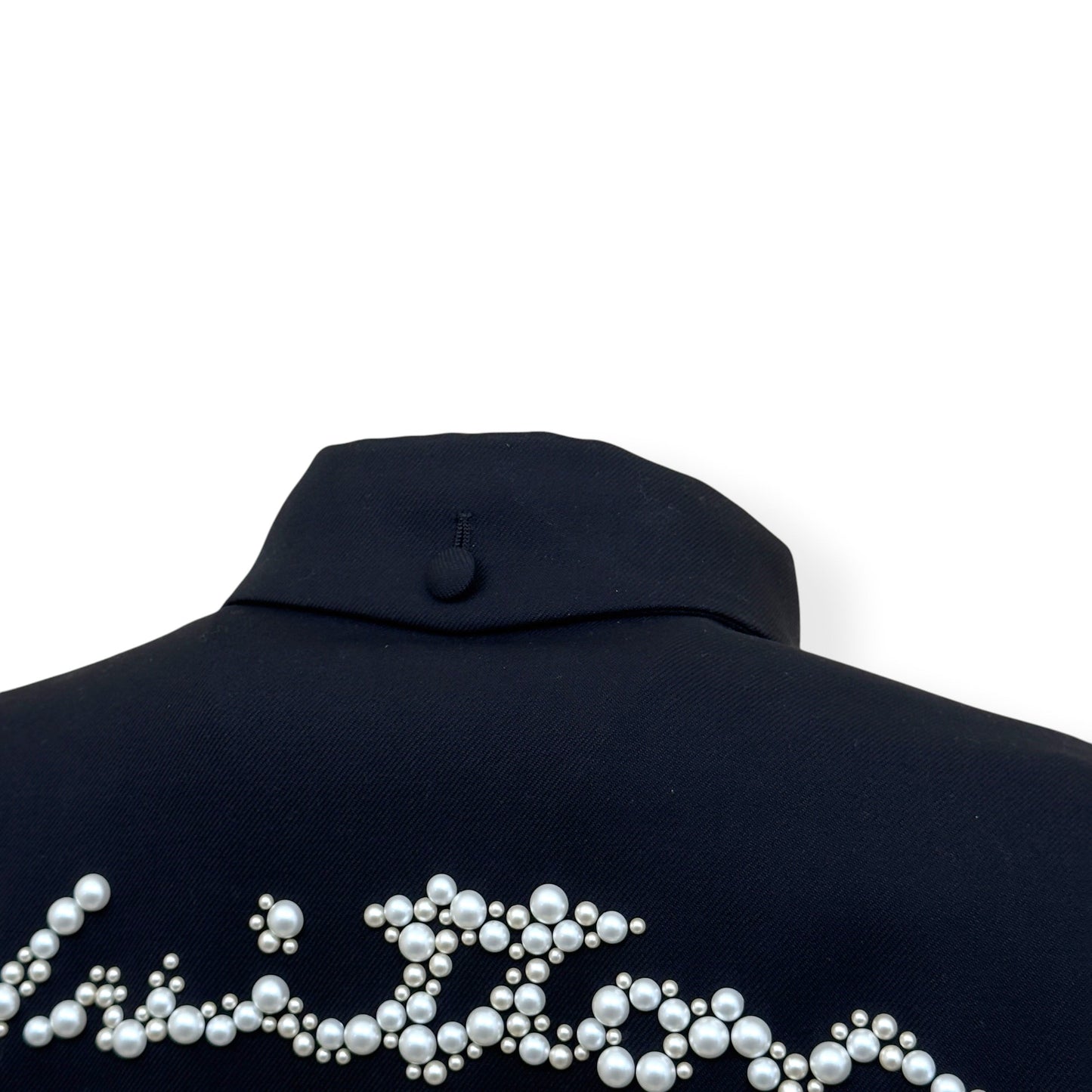 LOUIS VUITTON PEARL CALLIGRAPHY EMBELLISHED WOOL BLOUSON JACKET BLACK 54 / XL | XL, Black