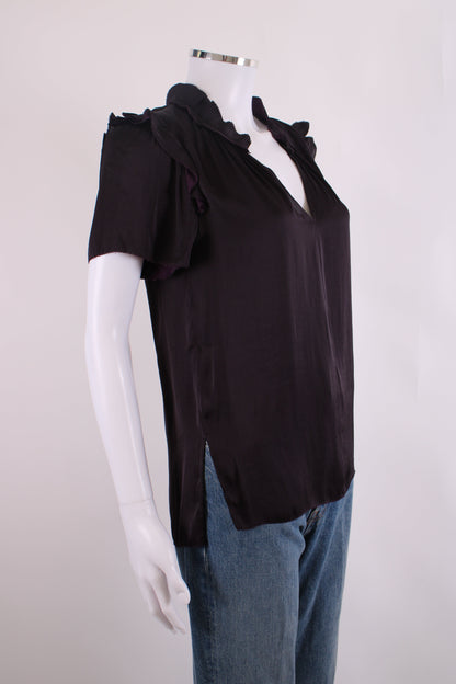 Jigsaw Ruffle Detail Blouse Purple 8 | O/S, Purple