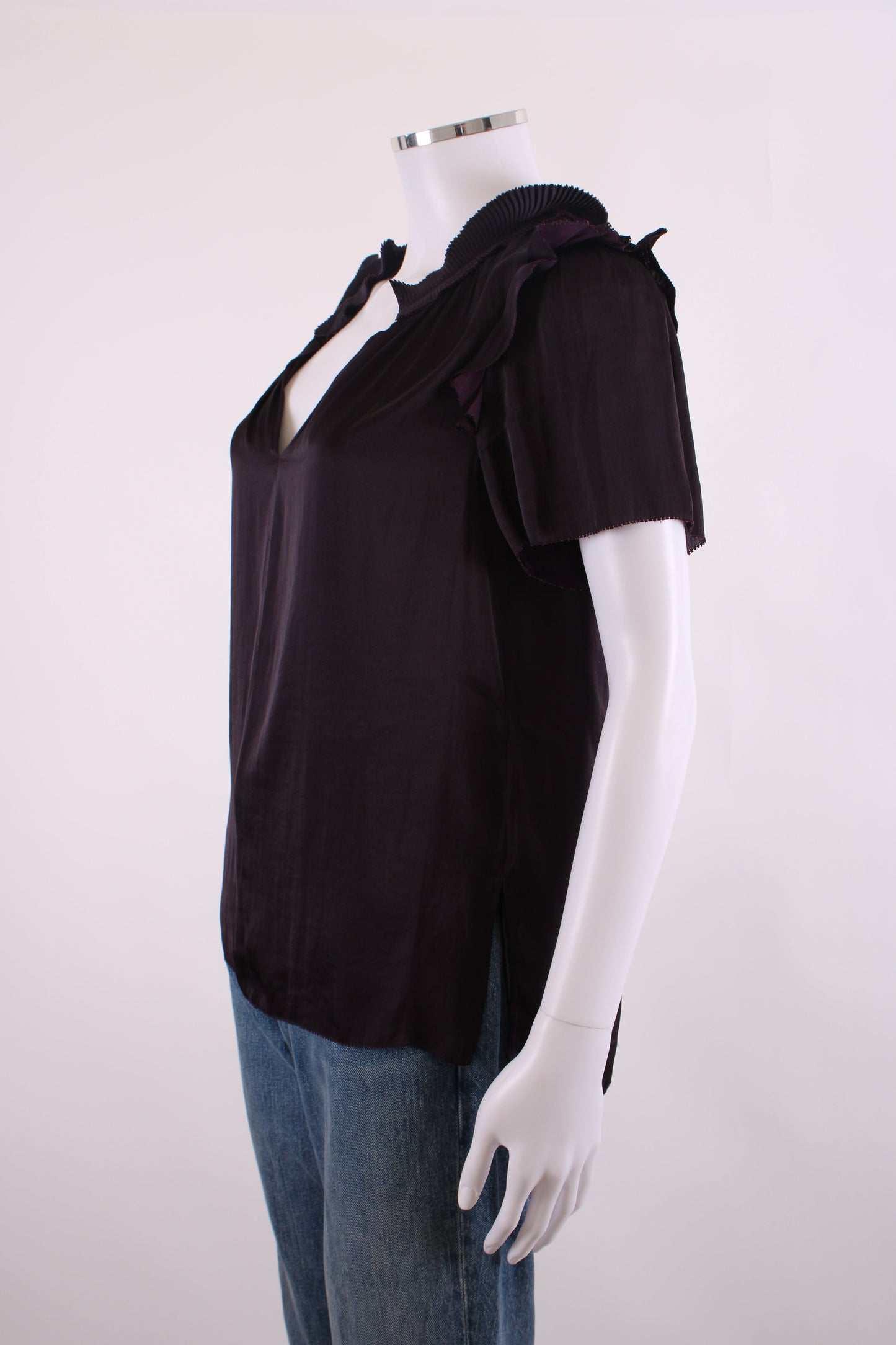 Jigsaw Ruffle Detail Blouse Purple 8 | O/S, Purple